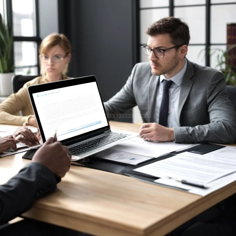 Legal team reviewing a software licensing agreement